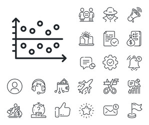 Dot plot graph line icon presentation chart sign vector