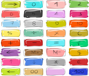 numbers on buttons sketch for your design vector