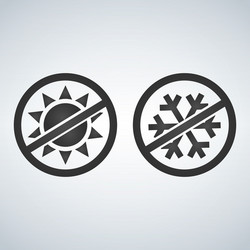 stop or ban sign snow with sun icon isolated vector