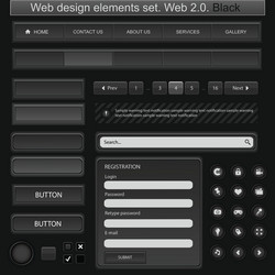 Web UI Element Collection - Dark Theme vector