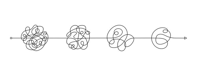 chaos simplifying from start to end difficult way vector image