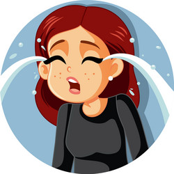 Sad girl crying feeling down vector