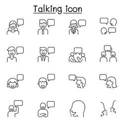 talking icon set in thin line style vector image