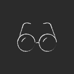 eyeglasses icon drawn in chalk vector