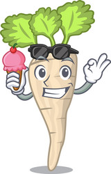 With ice cream parsnip isolated on the cartoon vector