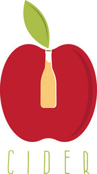 Cider with apple and bottle vector