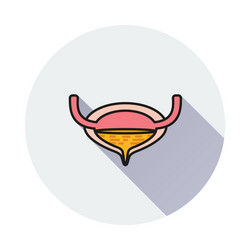 urinary bladder icon on round background vector