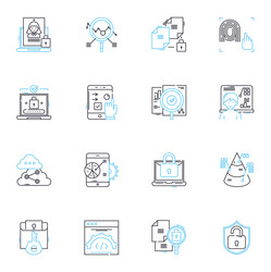 computer programming linear icons set coding vector
