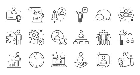 management line icons business people algorithm vector image