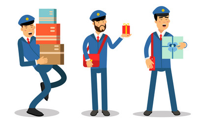 postman wearing uniform engaged in daily routine vector image