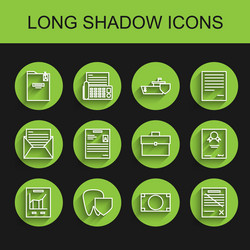 set line document with graph chart tooth shield vector image