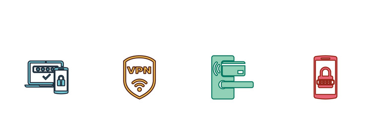 set two steps authentication shield with vpn vector image