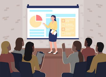 marketing training conference flat color vector