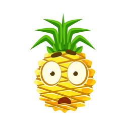 scared pineapple face cute cartoon emoji vector