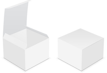 two blank square boxes - open and closed mock up vector