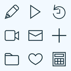 user icons line style set with dossier calculate vector image