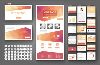 website design template and interface elements vector image