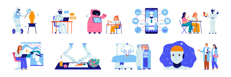 Human versus robot artificial intelligence Vector Image