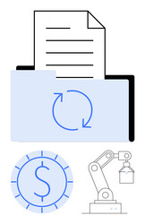 automation file update with industrial robot arm vector image