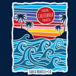 California Surf Paradise T-Shirt Vector Image