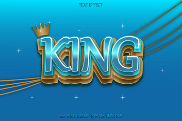 king editable text effect 3d emboss gradient vector image