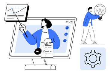 online presentation with data analysis problem vector image