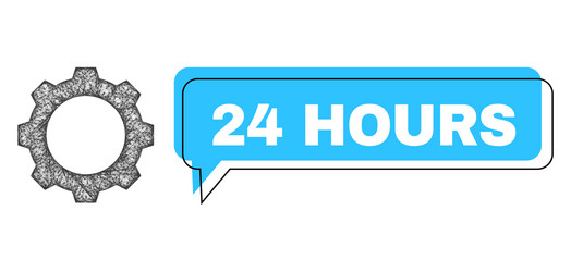 shifted 24 hours message frame and net mesh gear vector image