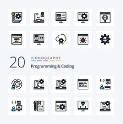 20 programming and coding line filled color icon vector image