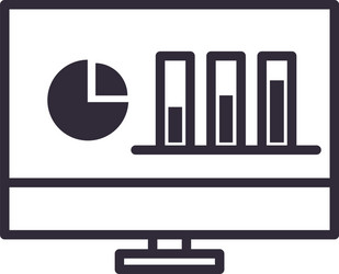 Bars chart and pie in computer line style icon vector