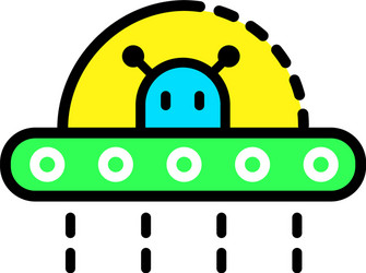 Ufo outline icon set Royalty Free Vector Image