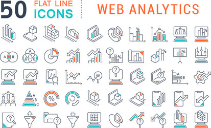 Web Analytics Line Icons vector image