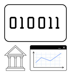 binary code financial graph and bank symbol vector image