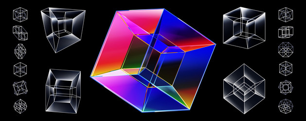 Hypercube Wireframe - Tesseract vector image