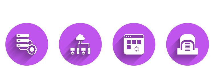 set server and gear computer network loading vector image