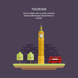 Tourism concept flat style big ben elizabeth vector