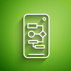 white line algorithm icon isolated on green vector image