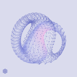 wireframe object with lines and dots geometric vector image