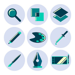 design tools flat icons set vector