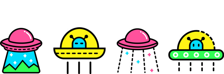 Ufo outline icon set Royalty Free Vector Image