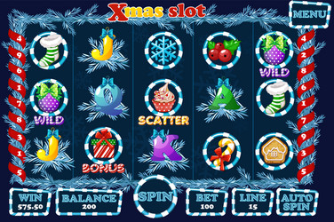 Christmas slot game ui interface and icons vector