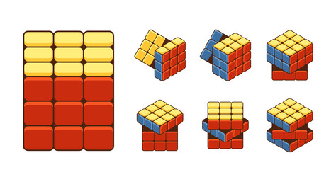 different stages of solving a rubiks cube vector image