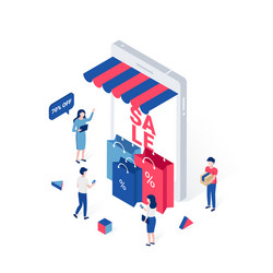 Discount sale shopping isometric concept vector