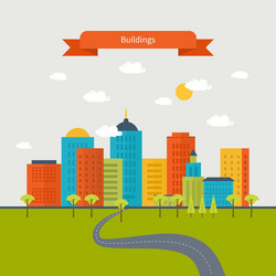 Urban landscape in flat design city life Vector Image