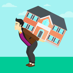 man carrying house vector