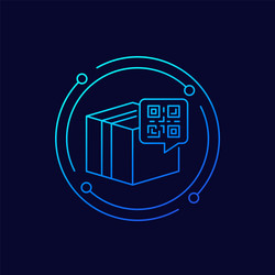 Parcel package with qr code icon linear design vector