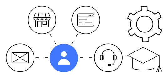 user-centric network with icons representing vector image