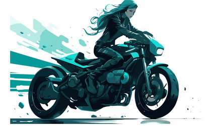 Biker girl on a motorcycle side view Royalty Free Vector
