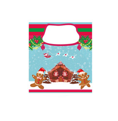 Christmas card with a ginger-bread and santa claus vector