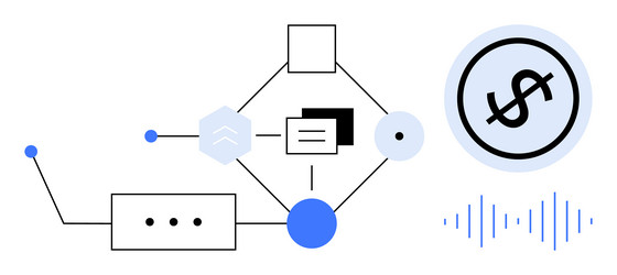 digital process flow with currency symbol and data vector image