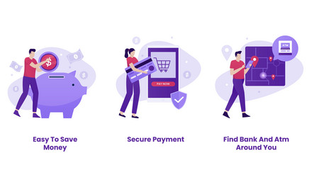 Flat design of mobile banking set Royalty Free Vector Image